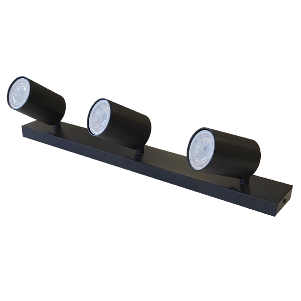 foco barra triple gu10 negro