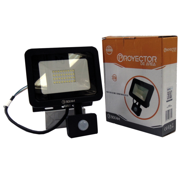 Foco Proyector Led SMD 50W C/Sensor Black ECO 6500K